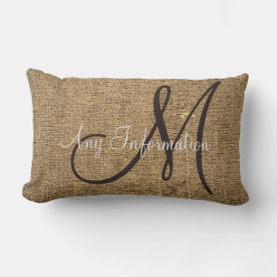 Burlap Rustic Kijk Monogram Kussen