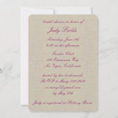 Burlap Rustic Pink Mason Jars Invitation Fête des  (Dos)