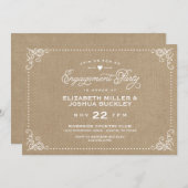 Burlap Rustic Script Engagement Party Invitation (Devant / Derrière)