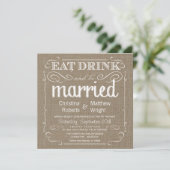 Burlap Rustic Vintage Wedding Invitations Kaart (Staand voorkant)