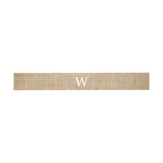 Burlap Rustic Wedding Monogram Faux Foto Textuur Uitnodigingen Wikkel (Vlak)