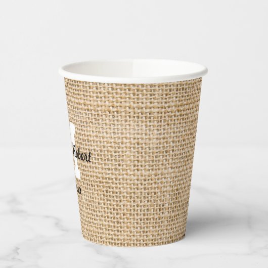 Burlap Rustic Wedding Reception Aangepast monogram Papieren Bekers (Links)