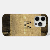 Burlap Rustic  Wood Kijk Monogram Case-Mate iPhone Case (Achterkant (horizontaal))