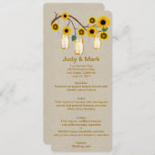 Burlap Rustic Yellow Mason Jars Menu Kaart (Voorkant / Achterkant)