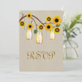 Burlap Rustic Yellow Mason Jars Response Kaart (Staand voorkant)