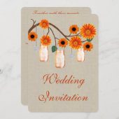 Burlap rustieke Sinaasappel Mason Jars bruiloft ui Kaart (Voorkant / Achterkant)