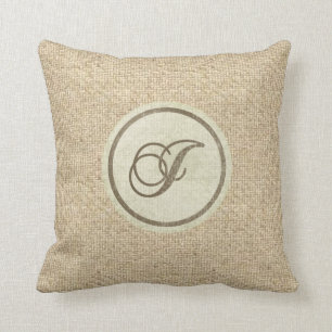 Burlap rustige letter J decoratieve kussens