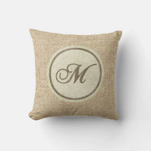 Burlap rustige letter M decoratieve kussens