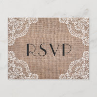 Burlap rustique avec coins dentelle | Carte postal