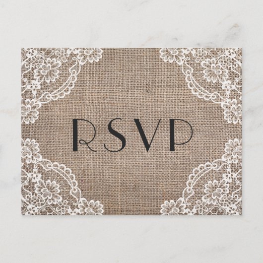 Burlap rustique avec coins dentelle | Carte postal (Devant)
