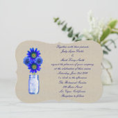 Burlap Rustique Bleu Mason Faire-part de mariage p (Debout devant)