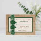 Burlap Rustique, Dentelle IMPRIMÉE, Carte RSVP de (Debout devant)