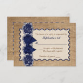 Burlap Rustique, Dentelle IMPRIMÉE, Carte RSVP de  (Devant / Derrière)