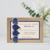 Burlap Rustique, Dentelle IMPRIMÉE, Carte RSVP de  (Debout devant)