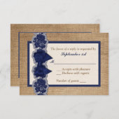 Burlap Rustique, Dentelle IMPRIMÉE, Carte RSVP de  (Devant / Derrière)
