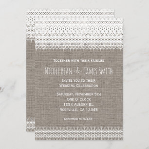 Burlap rustique & Elegant Lace Wedding Invitations