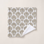 Burlap rustique et damas royal blanc glamour (Gant de toilette)