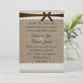 Burlap rustique et Faire-part de mariage de dentel (Debout devant)