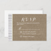 Burlap rustique et rayures de bois Mariage RSVP (Devant / Derrière)
