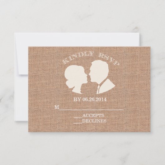 Burlap Rustique Imprimer Mariage Carte RSVP (Devant)