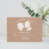 Burlap Rustique Imprimer Mariage Carte RSVP (Debout devant)