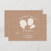 Burlap Rustique Imprimer Mariage Carte RSVP (Devant / Derrière)