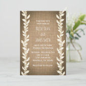Burlap Rustique & Invitations de mariage Feuille (Debout devant)