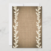 Burlap Rustique & Invitations de mariage Feuille (Dos)