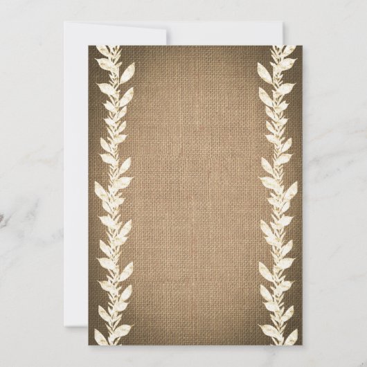 Burlap Rustique & Invitations de mariage Feuille (Dos)