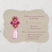 Burlap Rustique Mason Rose Jar Carte de réponse (Devant / Derrière)