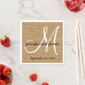 Burlap Rustique Monogramme serviettes en papier (En situation)