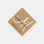 Burlap Rustique Monogramme serviettes en papier (Coin)