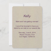 Burlap Rustique Purple Mason Jars Bridesmaid Carte (Dos)