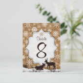 Burlap Rustique, Snowflakes, Carte Numéro De Table (Debout devant)