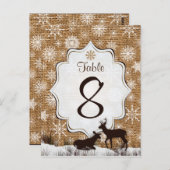 Burlap Rustique, Snowflakes, Carte Numéro De Table (Devant / Derrière)