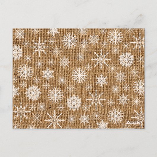 Burlap Rustique, Snowflakes, Carte Numéro De Table (Dos)