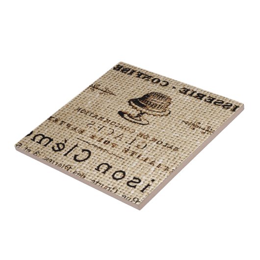 burlap scripts shabby chic franse country cake tegeltje (Zijkant)