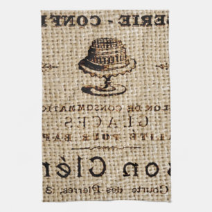 burlap scripts shabby chic franse country cake theedoek