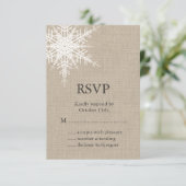 Burlap Snowflake RSVP Kaartje (Staand voorkant)