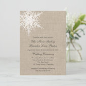 Burlap Snowflake Weddenschap Kaart (Staand voorkant)