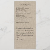 Burlap Snowflake Wedding Program Programma (Achterkant)