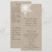 Burlap Snowflake Wedding Program Programma (Voorkant / Achterkant)