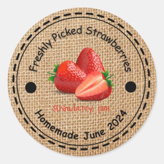 Burlap Strawberry Jam Sticker (Voorkant)