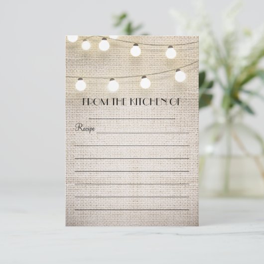 burlap string lichtjes recept cards (Staand voorkant)