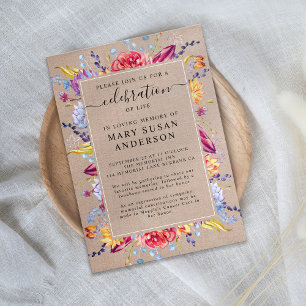 Burlap Succulenten Viering van het Leven Memorial Kaart