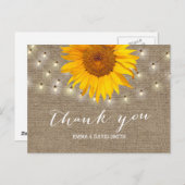 Burlap Sunflower & String Lights Hartelijk dank Briefkaart (Voorkant / Achterkant)
