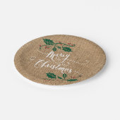 Burlap Texture Merry Kerstmis Papieren Bordje (Gekanteld)