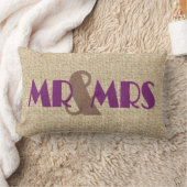 Burlap violet m mmrs mariage coussin décoratif (Couverture)
