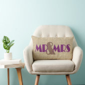 Burlap violet m mmrs mariage coussin décoratif (Chaise)