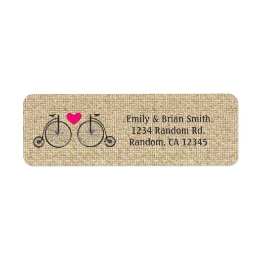Burlap Vvélos vintages étiquettes d'adresse de ret (Devant)